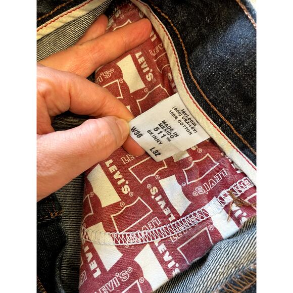 Levi's Y2K Style Skinny 511 Dark Wash 100% Cotton Mens Jeans 36W/32L Retro Denim - Picture 8 of 13